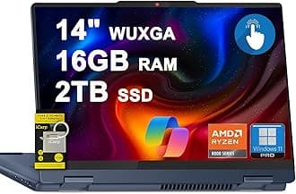 Lenovo IdeaPad Flex 5i 2-in-1 Laptop 14" WUXGA Touch AMD 8-core AI-Powered Ryzen 7 8840HS Up to 16 Tops 16GB RAM 2TB SSD for Creator Designer Business Professional Win11Pro ICP Hub Copilot AI PC