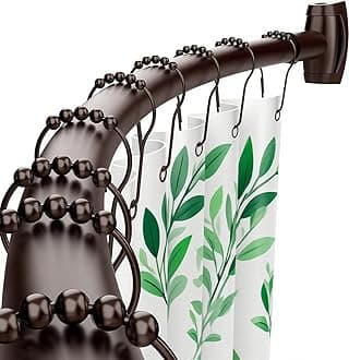 Bonpally Curved Shower Curtain Rod for Bathroom, 40-72 Inches Adjustable Curved Shower Rod, 0.9MM Aluminum Shower Curtain Rod with Rotating Brackets for Extra Shower Space, Need to Drill, Bronze
