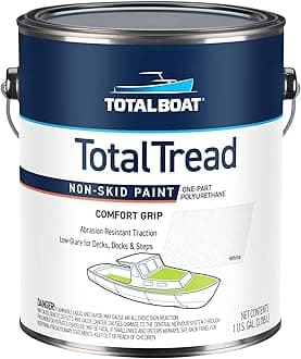 TotalTread Non-Skid Deck Paint, Marine-Grade Anti-Slip Traction Coating for Boats, Wood, Fiberglass, Aluminum, and Metals (White, Gallon)