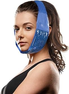 Hot Cold Jaw and Forehead Ice Pack by FOMI Care | Flexible Gel Bead Wrap for TMJ, Wisdom Teeth, Oral and Facial Surgery, Dental Implants, Migraine, Headache, Chin and Tooth Pain | Adjustable (Blue)