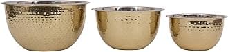 Hammered Stainless Steel Bowls in Gold Finish (Set of 3 Sizes)