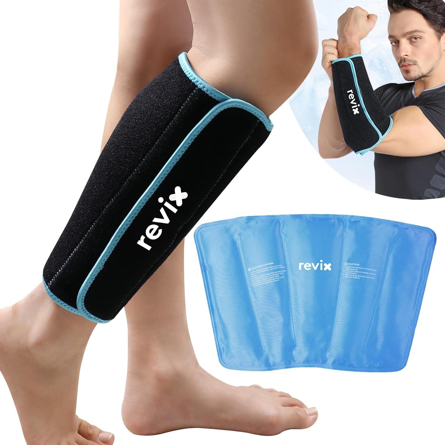 Shin Ice Pack Reusable Leg Ice Pack Wrap Cold Therapy Compression Sleeve for Calf, Elbow, Arm and Knee Discomfort Recovery and Support, 360° Full Coverage