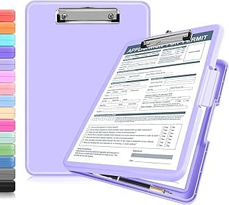 Clipboards with Storage, 13x9.6 Storage Clipboard Foldable for Teachers & Nurse Essentials, Clipboards with Pen Holder, Work Desk Paper Organizer, School & Office Supplies for Women(Purple)