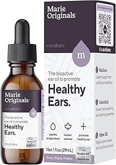 Organic Ear Oil for Earache Irritation, All Natural Eardrops for Infection Prevention, Swimmer's Ear and Wax Removal - Kids, Adults, Baby, Dog Earache Remedy - with Mullein, Garlic | Marie Originals