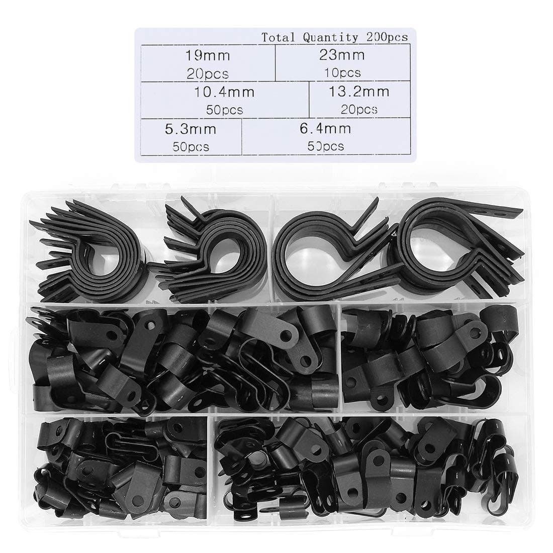 200Pcs Nylon Wire Cable Clamp P Clips Fastener Plastic Wire Clips for Wire Cable Conduit