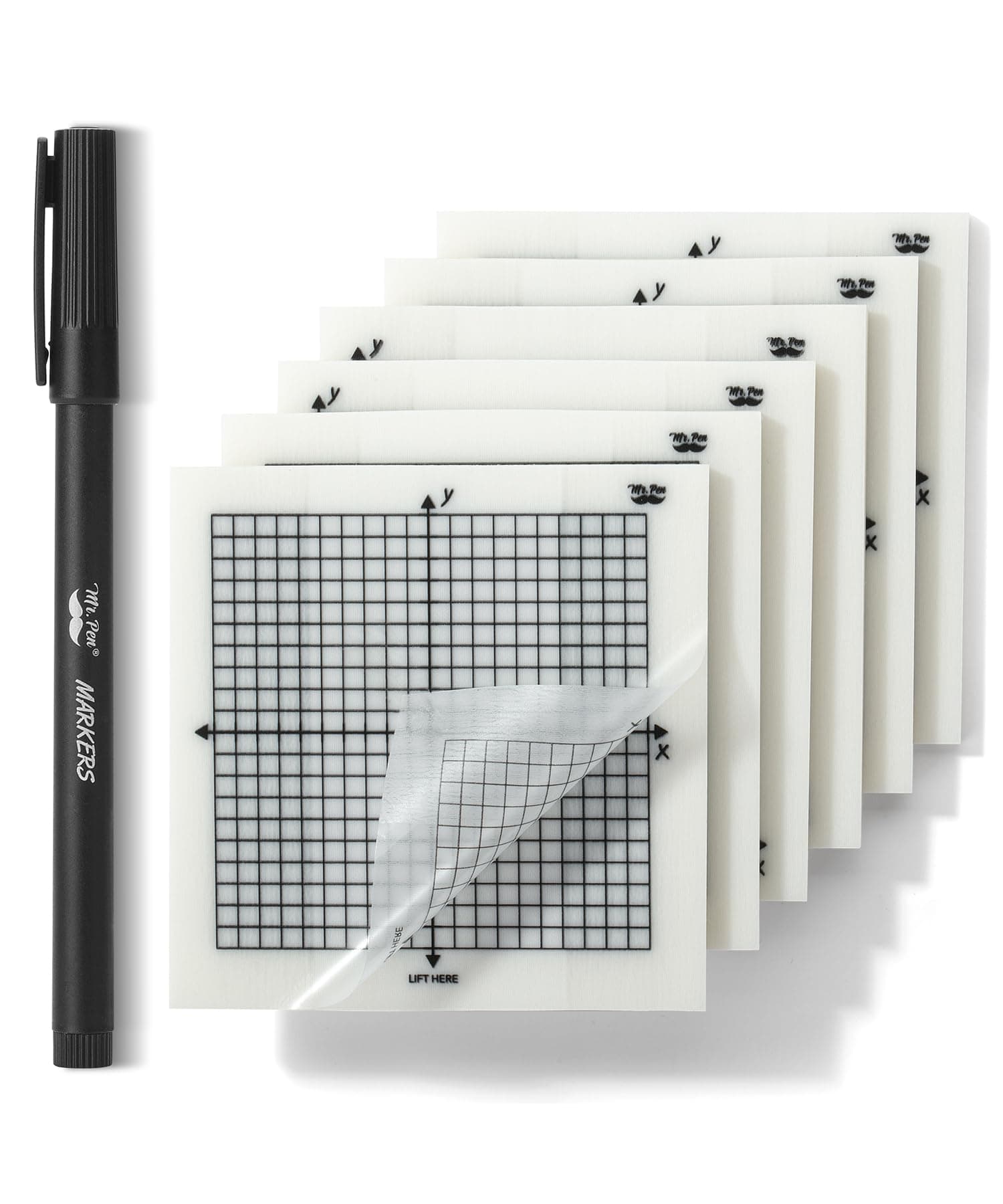 Mr. Pen Transparent Mini Graph Notes - 300 Sheets, 3x3 Inch Grid Sticky Notes