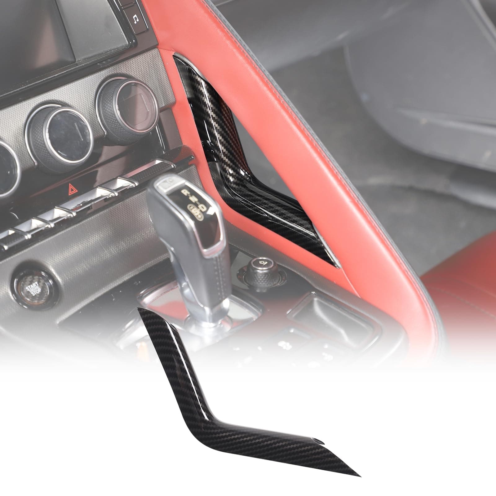 Center Console Gear Shift Panel Side Trim Cover Compatible with Jaguar F-Type 2013-2024, ABS Car Gear Shift Right Side Trim Strip, Interior Accessories (Carbon Fiber Pattern)