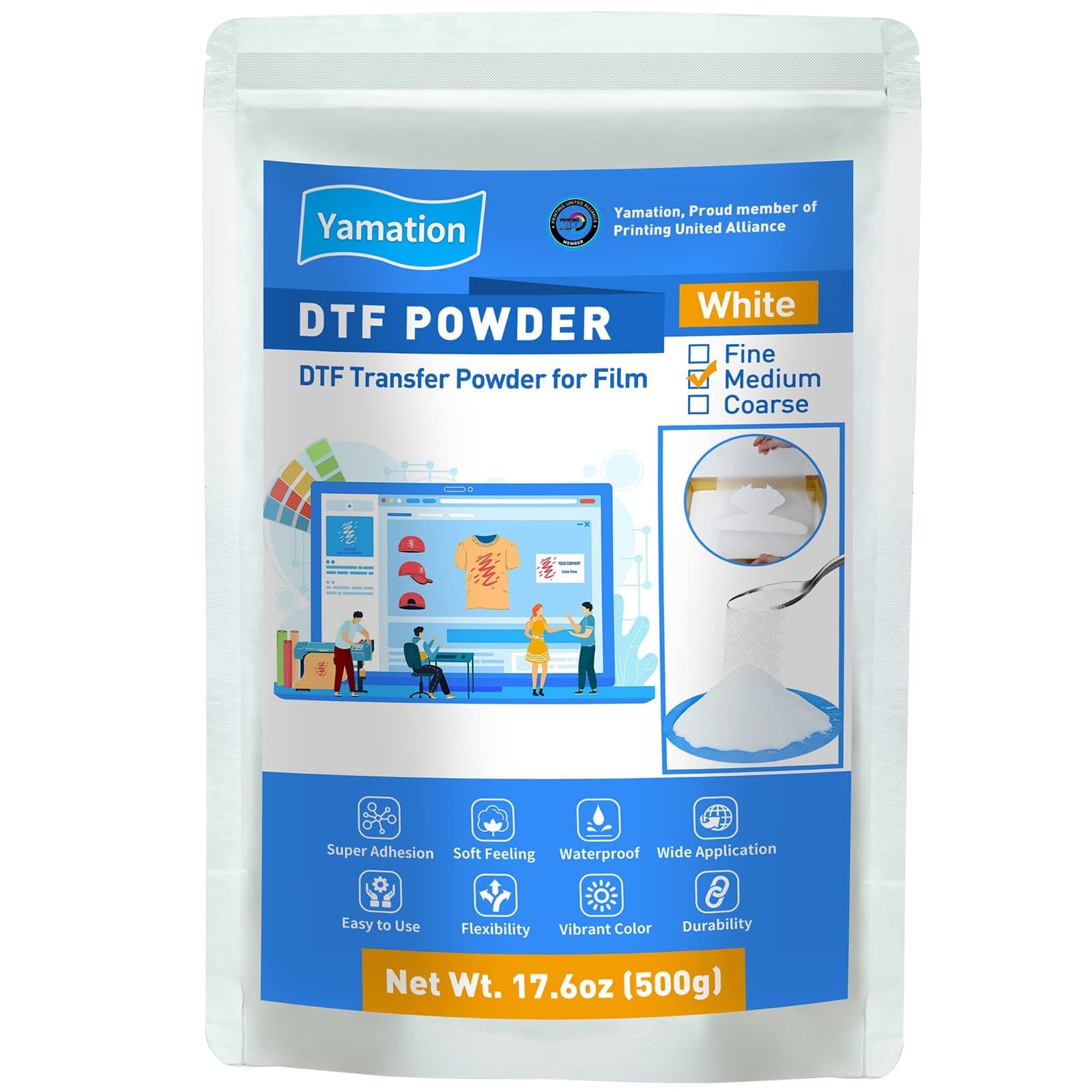 Yamation DTF Powder Polyurethane for Textile Transfer Printing