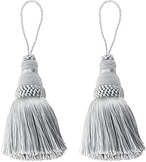 Colorful Tassel Key Tassel DIY Accessories for Curtain and Home Decoration-silver-2PCS