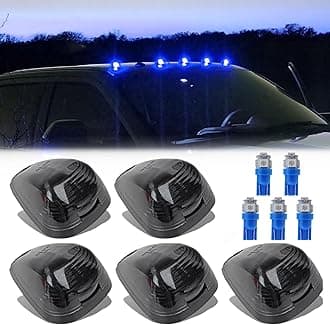 5X Black Smoke Lens Cab Roof Marker Running Lamps Compatible with Blue LED Lights for Ford F150 F250 F350 F450 F550 F650 F750 E150 E250 E350 E450 1999-2016 - Super Duty Pickup Trucks