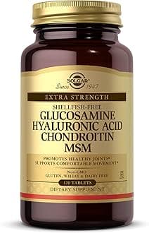 Glucosamine Hyaluronic Acid Chondroitin MSM, 120 Tablets - Supports Healthy Joints - Supports Range of Motion & Flexibility - Extra Strength, Shellfish Free - Non-GMO, Gluten Free - 40 Servings