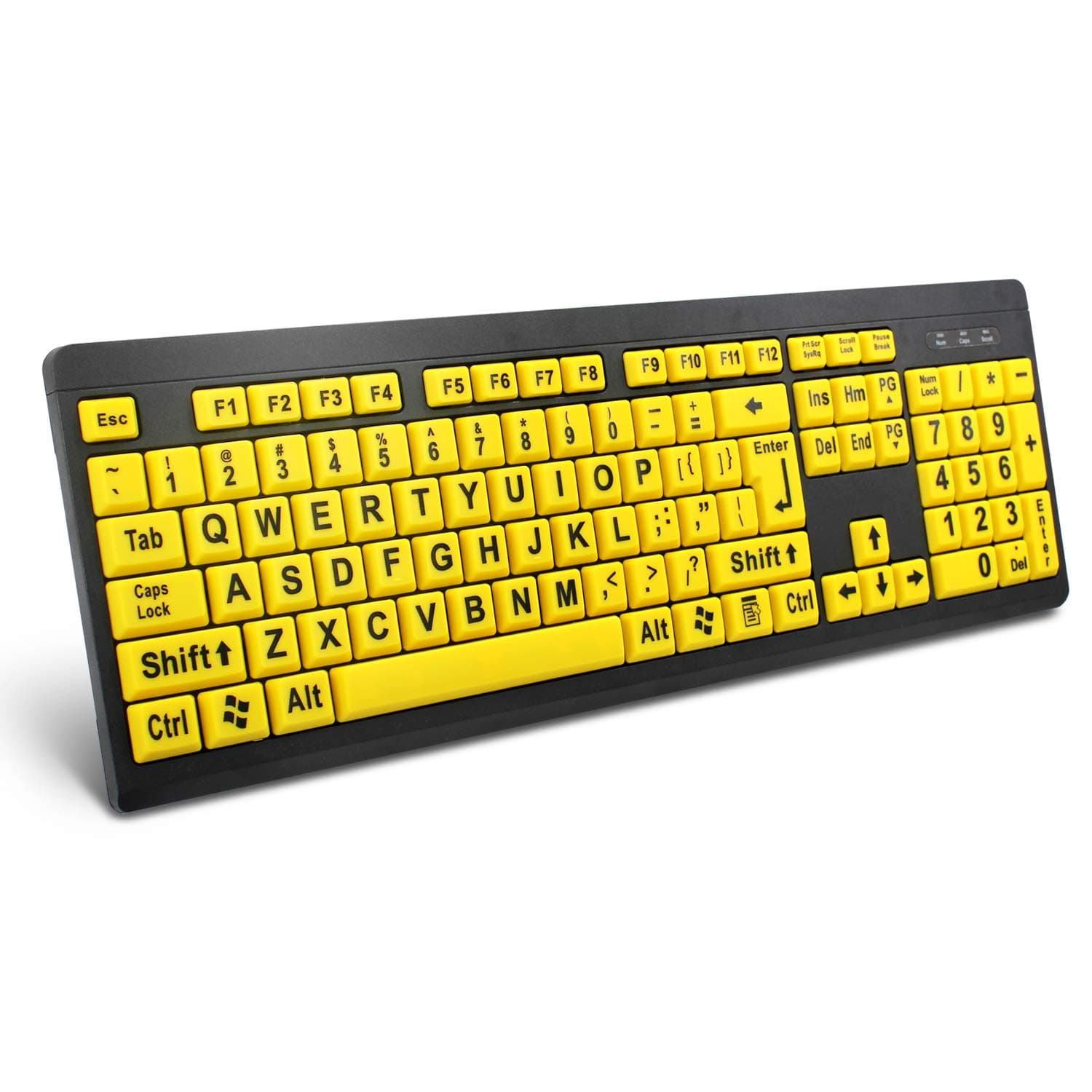 BOOGIIO Large Print Computer Keyboard, Wired USB High Contrast Keyboard with Oversized Print Letters for Visually Impaired Low Vision Individuals (Yellow+Black)