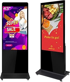 43" Digital Signage Display Kiosk Non Touchscreen Digital Kiosks Interactive Floor Standing Full HD IPS LCD Screen Commercial Totem with Android 11 System Interactive Advertising Media Player