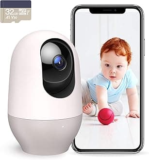 nooie 2K Smart Baby Monitor with 5G/2.4G, 360° Pan & Tilt, WiFi Baby Camera with AI Motion Tracking & Night Vision, Two Way Audio & Sound Detection, Compatible with Alexa and Google, SD Card Included