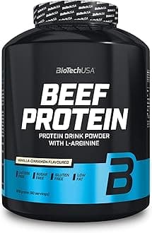 BioTechUSA Beef Protein, 87% Hydrolysed Protein Peptide Formula, Lactose & Gluten-Free, Low-Fat, Sugar-Free, Paleo Diet-Friendly, 1816g, Vanilla-Cinnamon