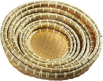 Natural Handmade Woven Bamboo Basket Tray U Shape Holder Food Deep Basket Size 6" 7" 8" 9" 10" 11" 12" 13" 14" up to 20inches Available for Customizing Bulk (9pcs)