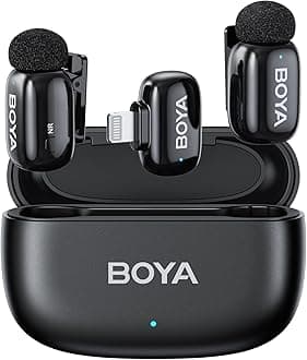 BOYA-mini15 Ultra Mini, Wireless, Black, Pin Microphone, 2 People Simultaneous Use, Clip Type, Wireless Microphone, Instant Connection, Plug & Play, 360° Sound Collection, 30 Hours of Continuous Use,