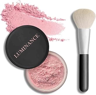 – Luminance Pink Setting Powder - Loose Face Makeup With Brush, Peach Matte Oil Absorbing Foundation for All Skin Types, Long Lasting Finishing