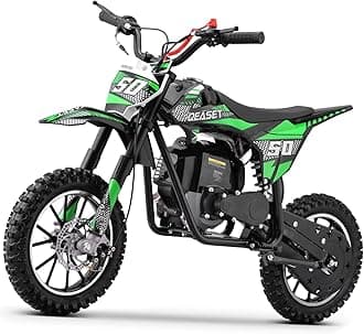 40cc Mini Dirt Bike, 4-Stroke Gas Bike with Front Fork, Shock Absorber and Soft Seat Cushion, Max Load 165Lbs, Pull Start Cooperate Disc Brakes and Up to 19mph (Green)