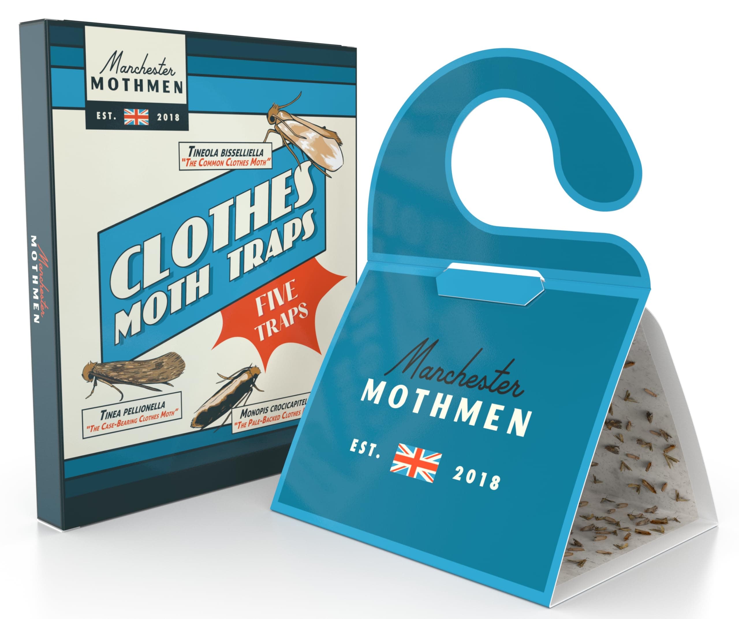 Manchester Mothmen Moth Killer | 5 Professional Clothes Moth Trap | Moth Repellent For Wardrobes | Carpet Moth Treatment | Anti Moth Product | Paper Pheromone Traps For Wardrobe | Carpet Beetle Killer