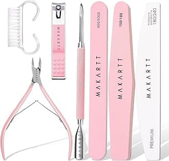 Makartt Nail File and Buffer Set Double Sided, Cuticle Remover Tool Set, Nail Buffer Kit Professional Stainless Steel Cuticle Nippers and Cuticle Pusher Nail Brush for Manicure Pedicure Tool