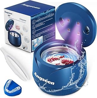 Ultrasonic Retainer Cleaner, 200ML Mouth Guard Cleaner 45kHz Portable Retainer Cleaner for Dentures, Night Guard Cleaner Machine for Aligner, Mouth Guard, Braces, Toothbrush, Jewelry(Blue)