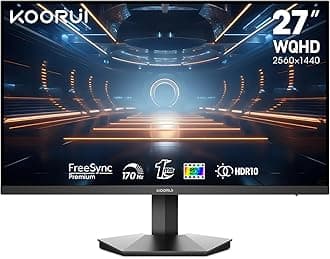 Monitor, 27" QHD IPS Gaming Monitor, 170Hz, 1ms, HDR400, Compatibility G-Sync and FreeSync, Tilt Pivot Swivel Vertical Height Adjustable，2 HDMI 2.0 & 1 DisplayPor 1.4
