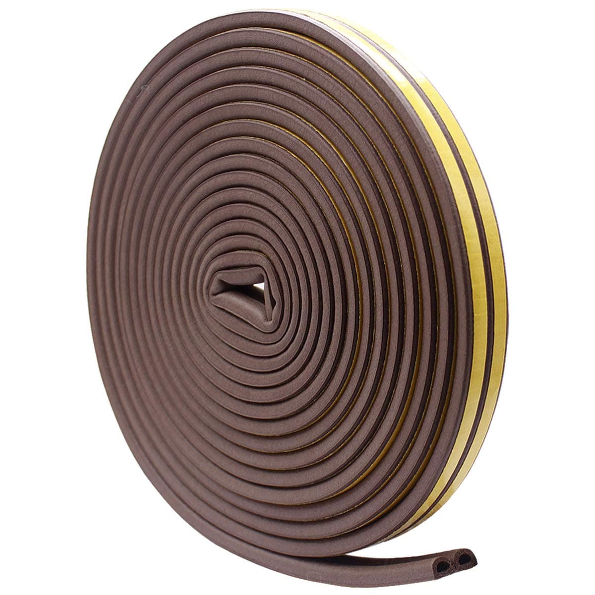 D-Profile 2 x 6 m Self-Adhesive Foam Draught Excluders Anti-Collision Window Seal Insulation Rubber Seal Strip for Windows/Door Bottom Brown