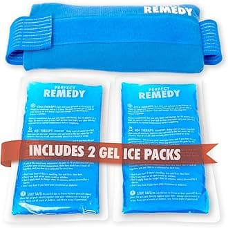 Perfect Remedy 2-Pack Gel Ice Packs for Injuries with Strap Cover, Flexible Hot Cold Compress, Soothing Soft Ice Packs for aid in Injuries Conditions, Alternative to Hot Water Bottles (Blue, Regular)