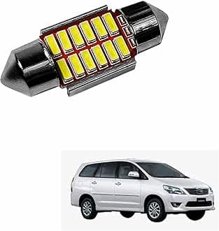 Car Interior 12 SMD Extremely Bright Dome LED Interior Roof Light Reading Bulb Lamp For Toyota Innova (5W, White, 1 Pcs)