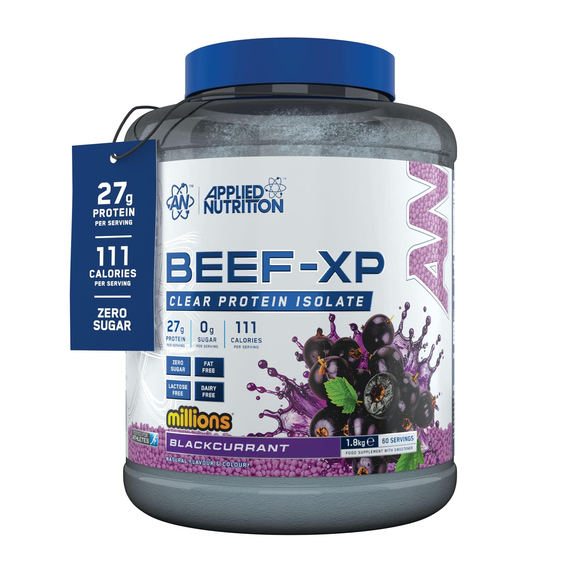 Beef XP - Clear Hydrolysed Protein Isolate, Fruit Juice Style, Dairy Free Beef Protein Powder, Lactose Free, Zero Sugar, Low Fat (1.8 Kg, Million Blackcurrant)