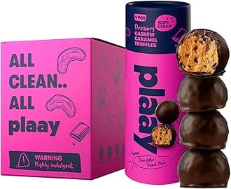 Plaay Cashew Caramel Chocolate Truffles – keto dark chocolate snack, vegan indulgence with craveable cashews, bold flavor, and clean ingredients –10 x 60g