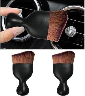 2PCS Car Interior Dust Brush, Soft Scratch Free Auto Detailing Brushes, Universal Vehicle Interior Cleaning Tool for Automotive Dashboard, Air Vents, Leather (Dark Brown)