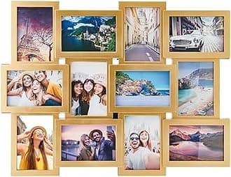 MELANNCO 12-Opening Photo Collage Frame, 18x23 Inch Gold Wall Mount Gallery – Holds Six 4x6 and Six 6x4 Pictures – Modern Multi-Picture Display for Family, Weddings, and Home Decor