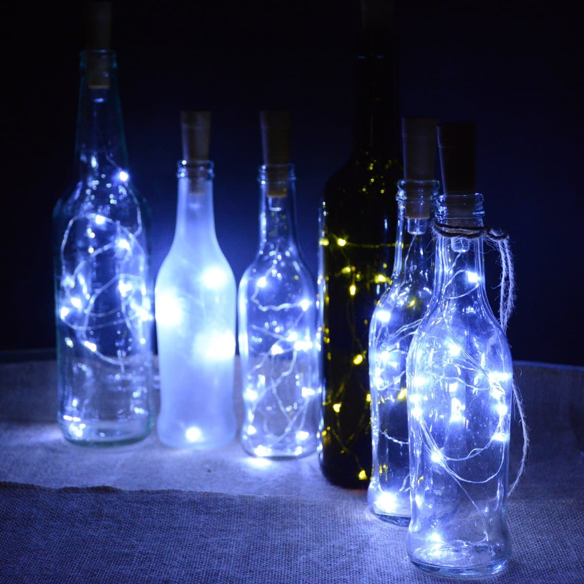 Wine Bottle Lights, kingleder 6 Pack AAA Battery Powered Wine Bottle Lights Cool White Cork String Lights for DIY, Wine Decor, Christmas, Halloween, Wedding