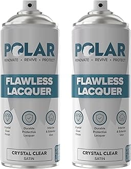 Polar Clear Satin Flawless Lacquer Spray - 2 x 13.5 Fl Oz - Clear Coat Spray Paint - Non-Yellowing & Scratch Resistant - Interior & Exterior Surfaces for Wood, Metal, Plastics, Glass & Ceramics