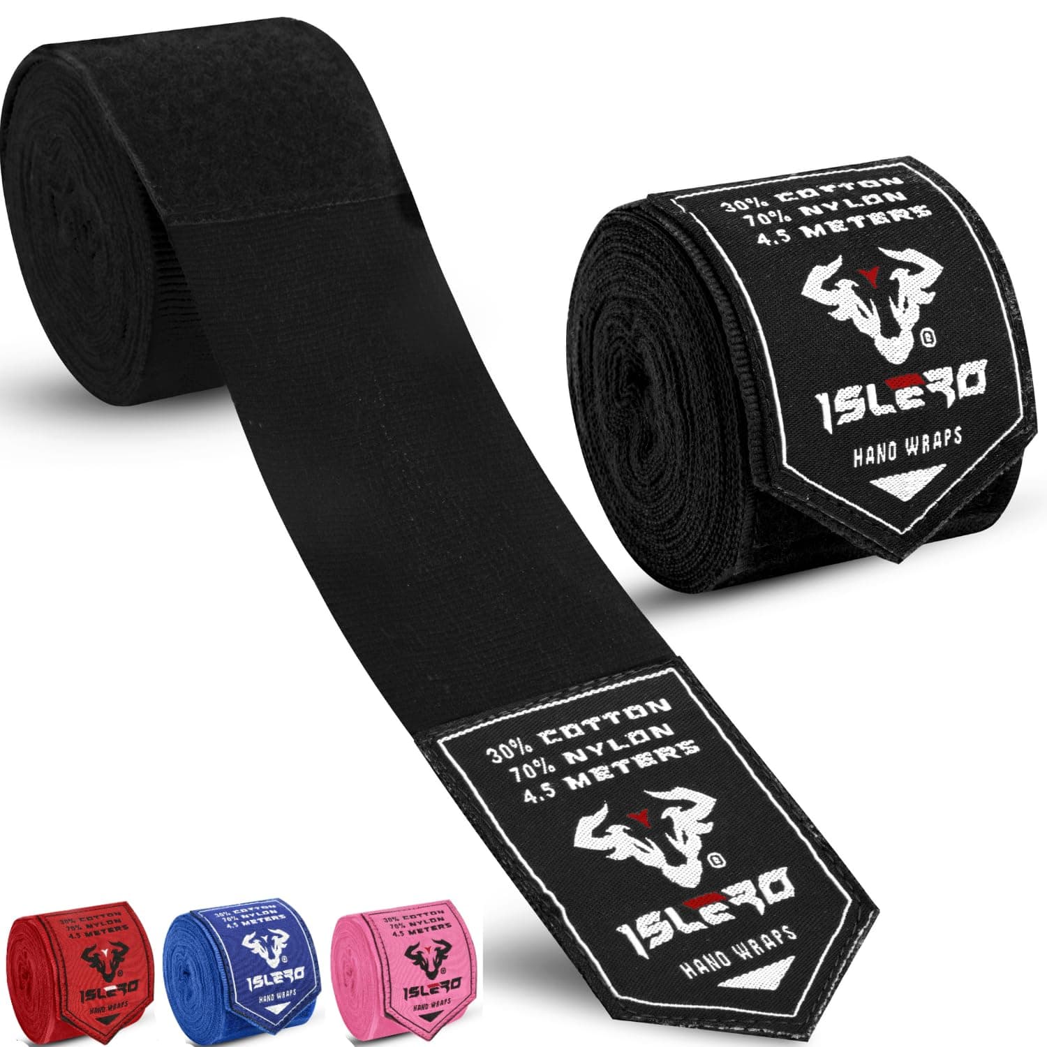 4.5m Boxing Hand Wraps Inner Gloves Elasticated Fabric Thumb Loop Bandages Straps Wrist Protection Muay Thai MMA Kickboxing Martial Arts Speed Bag Punching Training