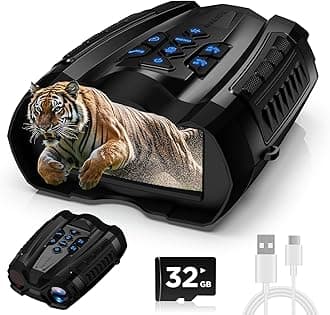 WARMTUYO Night Vision Goggles, 4K Binoculars with Camera, 3.5" HD Display and 32GB TF Card, 9 Gear Night Vision, 16X Digital Zoom, 5000mAh Battery Nightvision