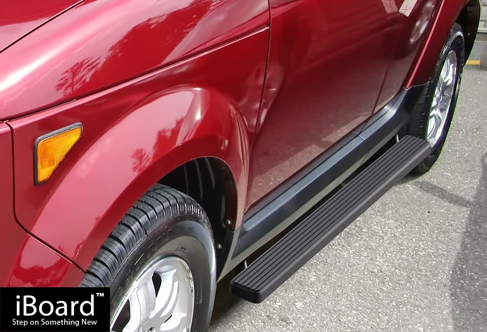 APS IBHZ5876 Black 4" Running Board Side Step (iBoard Third Generation, for Selected Honda Element, Aluminum)