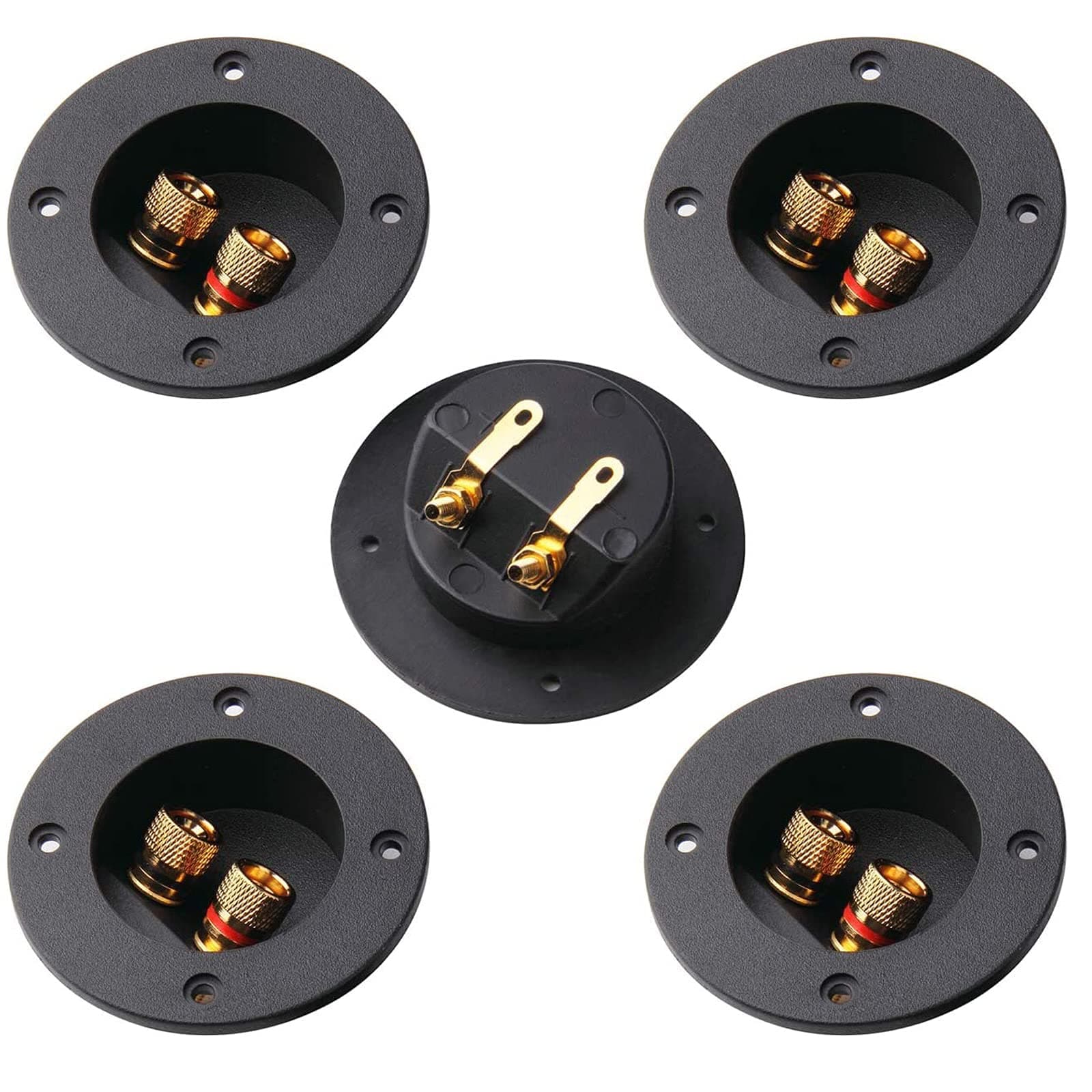 5Pcs 3-Inch Speaker Box Terminal Cup DIY 2-Way Speaker Box Terminal Binding Post Round Spring Cup Connector