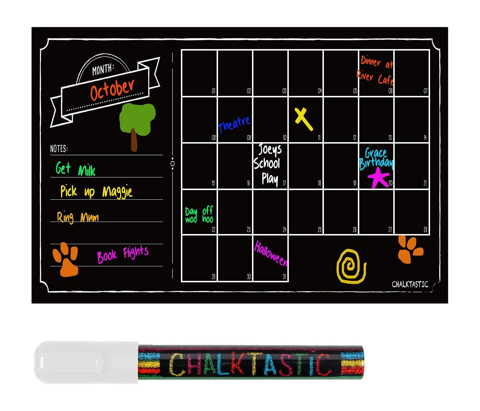 Chalktastic Chalkboard Wall Calendar