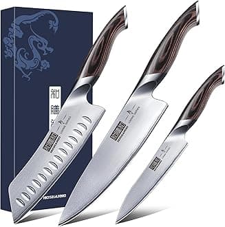 3 Pieces Knife Set, Professional Japanese High Carbon Stainless Steel Kitchen Knife Set, Ultra Sharp Chef Knives Sets with Ergonomic Pakkawood Handle