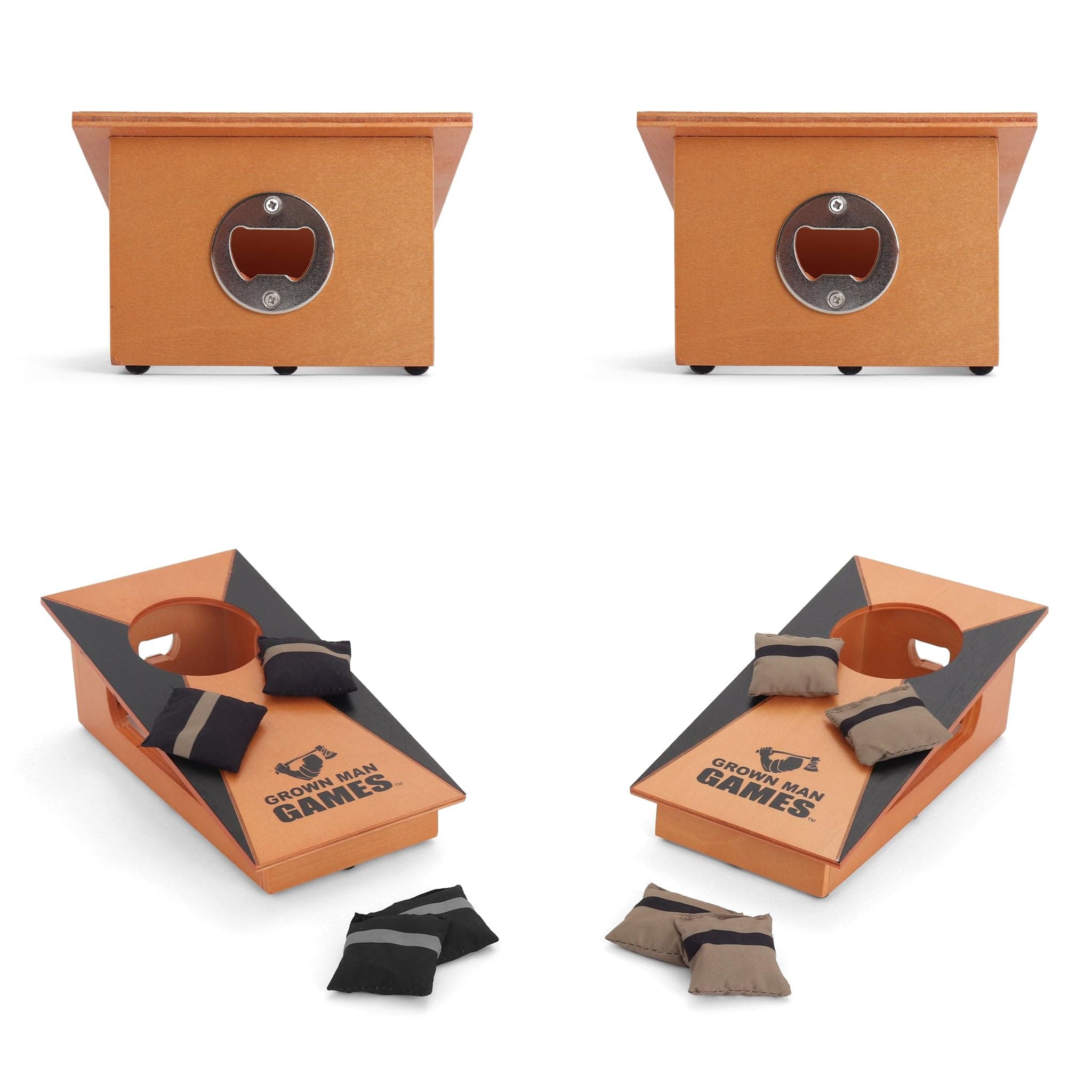 Grown Man Games Mini Cornhole- Portable Cornhole Game - Mini Bean Bag Toss Game - Cornhole Drinking Game - Party Game - Tabletop Cornhole - Desktop Cornhole - Outdoor & Indoor Cornhole Set