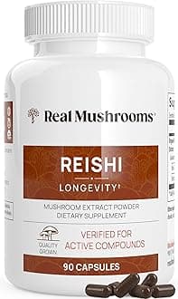 Real Mushrooms Reishi Capsules - Organic Mushroom Extract Supplement with Potent Red Reishi Mushroom for Longevity, Mood, Sleep, & Immune Support - Vegan Mushroom Supplement, Non-GMO, 90 Caps