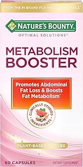 Nature’s Bounty Optimal Solutions Metabolism Booster Supplement, Boosts Fat Metabolism, Promotes Abdominal Fat Loss, With Citrus Extracts and Black Ginger, 60 Capsules