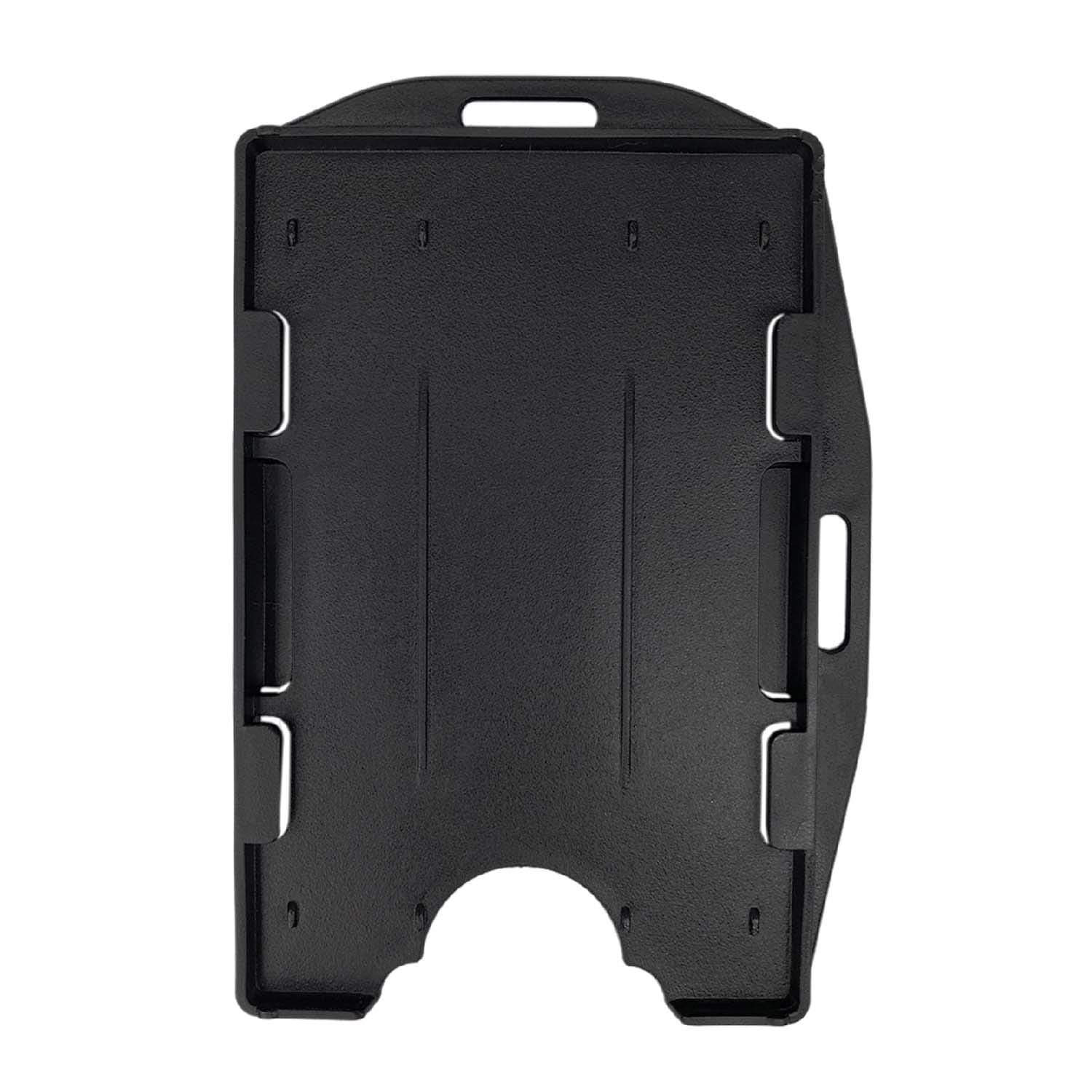 10 Pack Black Hard Plastic Open Face Id Card Badge Holder Horizontal and Vertical Dual-Use Double Sided Hold 2 Cards