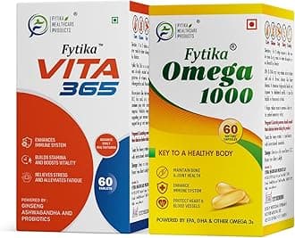 FYTIKAHEALTHCARE PRODUCTS Vita 365 Multivitamin & Omega 1000 For Men & Women Capsule With Probiotics Vitamin B12, C, D3, E, Zinc, Biotin, Mineral, Ginseng & Ashwagandha