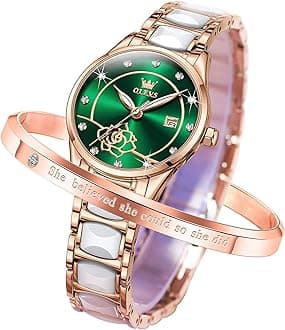 Women's Wristwatch, Fashionable, Easy to Read Made-in-Japan Movement, Date, Luminous, Waterproof, Valentine's Day Gift, green