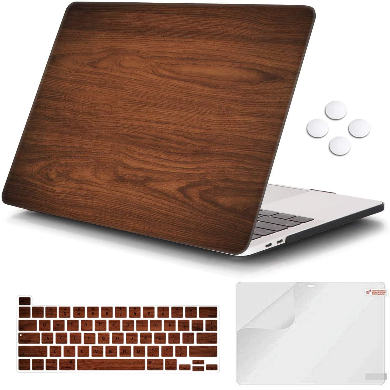 iCasso Compatible with MacBook Pro 13 inch Case 2020 Release A2338M1/A2251/A2289, Hard Shell Case & Keyboard Cover & Screen Protector Only for Newest MacBook Pro 13'' with Touch Bar - Brown Woodgrain