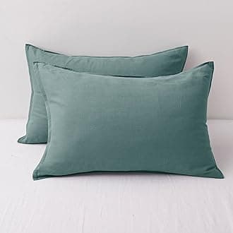 CHUFFED Linen Pillowcases 2 Pack 100% Linen Standard Pillow Cases, Breathable and Cooling Washed Pillowshams with Zipper Closure, 20x30 Inches,Aqua